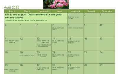 Calendrier – Août 2025