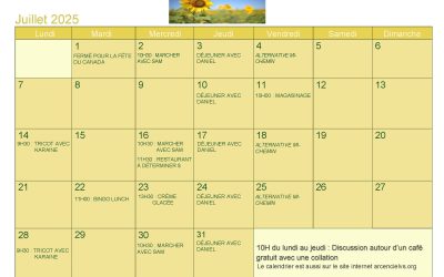 Calendrier – Juillet 2025