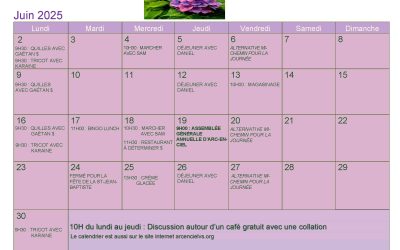 Calendrier – Juin 2025