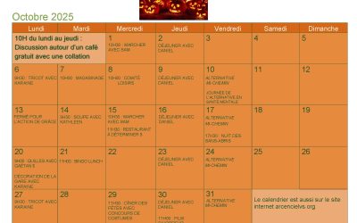 Calendrier – Octobre 2025