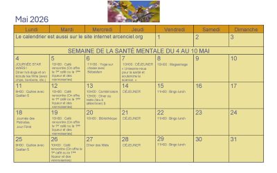 Calendrier – Mai 2026